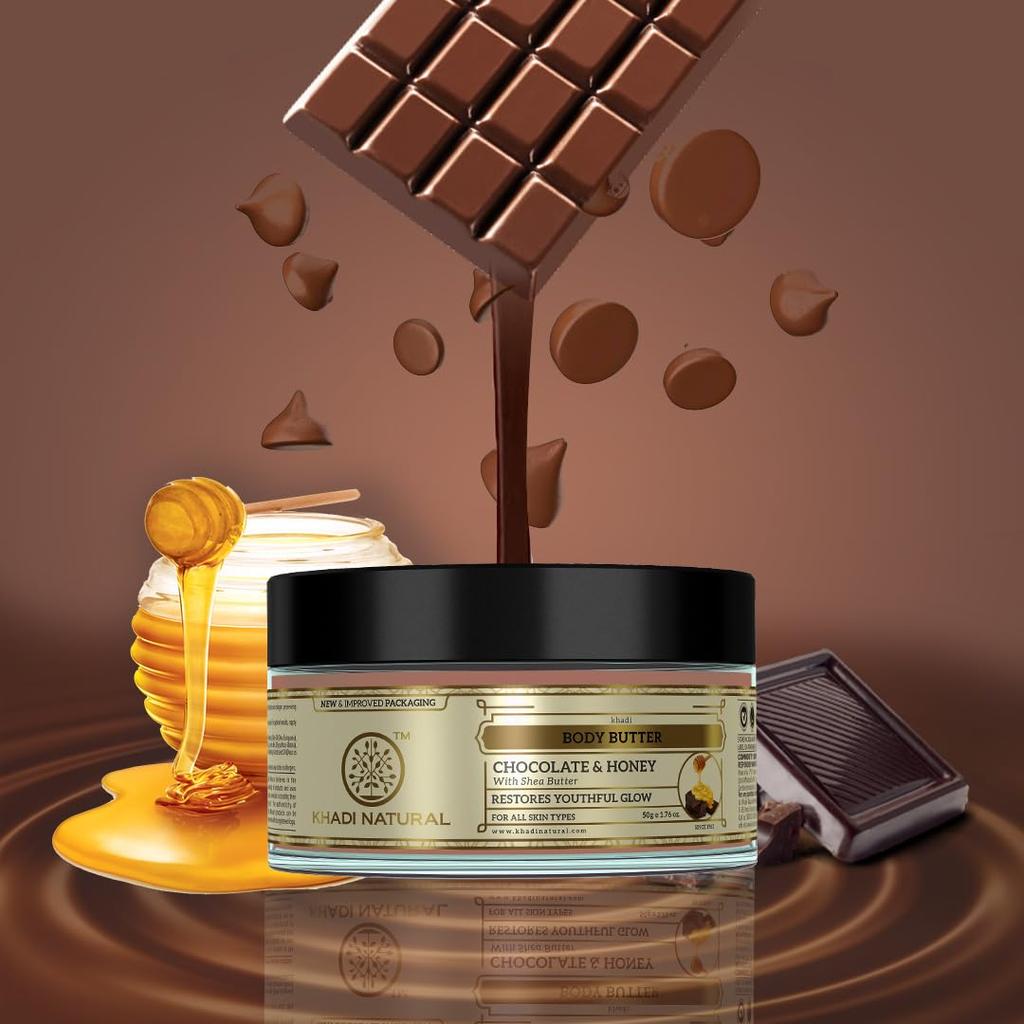 Khadi Natural Chocolate Honey Body Butter 50 g Pack | Deeply Hydrating & Restores Skin Glow