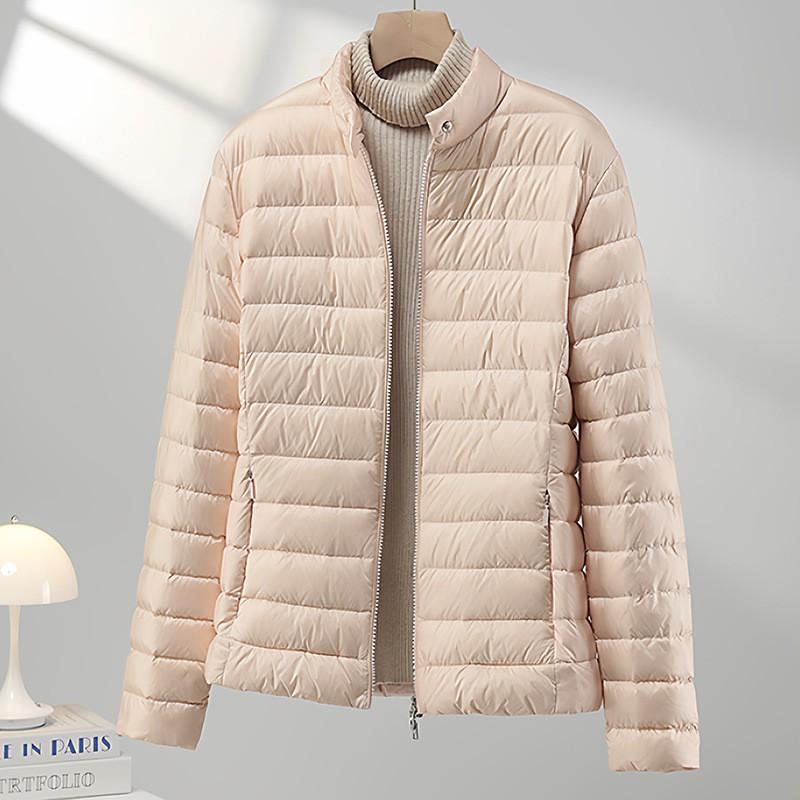 Womens Slim Fit Short Down Jacket With Stand Collar Lightweight Casual