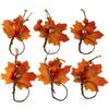 6Pcs Fall Themed Fall Napkin Ring Yellow Maple Pumpkin Napkin Ring  Table Decoration