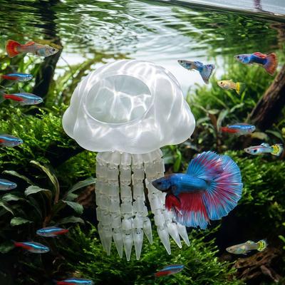 Reduce Aggression In Tank Aquarium Floating Jellyfish Hide, 3D Printed Fish Natural Aesthetic for Driftwood Hideout, Decorative Shelter Cave
