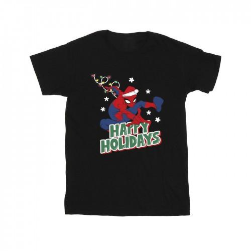 Spider-Man Girls Happy Holidays Cotton T-Shirt