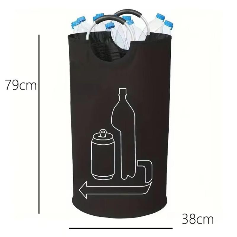 Borsa Riciclo Bottiglie Grande Manico in Alluminio Tessuto Oxford 90L Portatile Pieghevole Organizzatore Contenitore Sacca Raccoglitore Bottiglie Acque Reflue