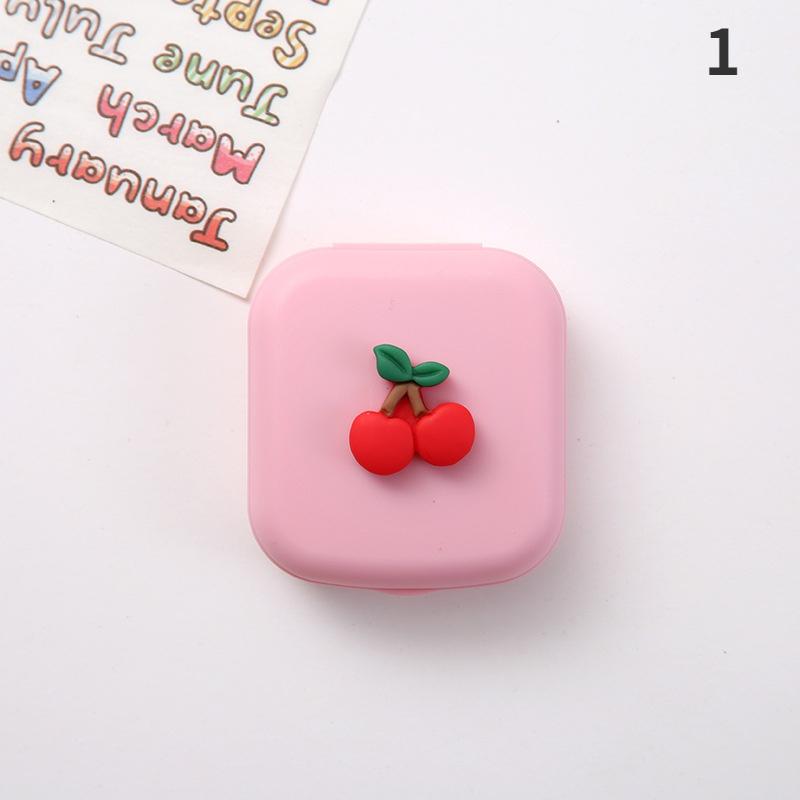 

Portable Cute Fruit Candy Solid Color Contact Lenses Box Lens Case for Eyes Care Kit Glasses Case Holder Container Gift. White