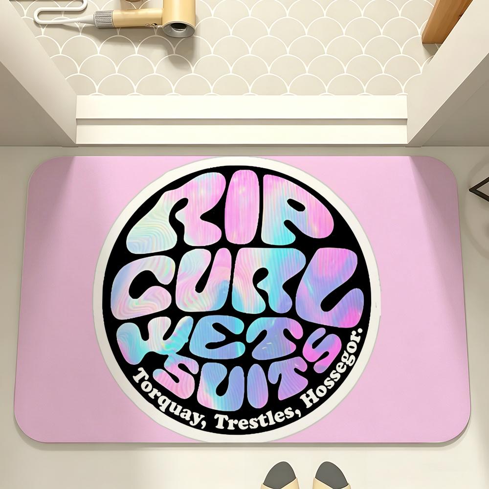 Surf Brand Logo R-Rip Curl Floor Mat Carpet Diatom Mud Bathroom Quick-Drying Absorbent Floor Mat Household Bathroom