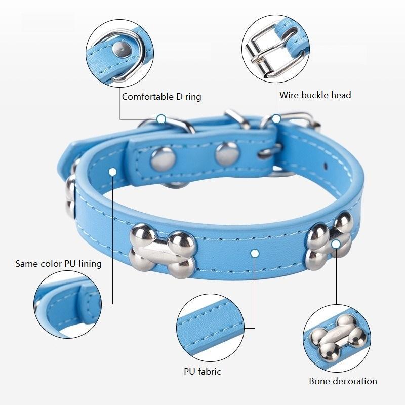 Leather Dog Collar Dog Choker Puppy Neck Small Dog Collar Cat Accessories Bone Leather Durable Pet Collars GXQ13