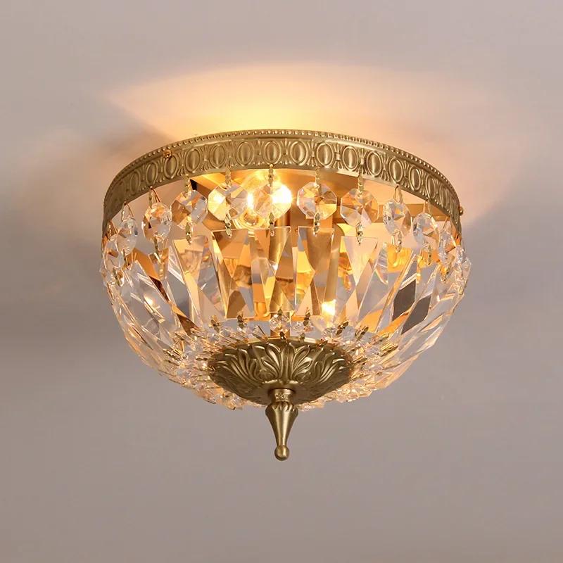 Light Luxury Atmosphere Full Copper Crystal Ceiling Lamp Living Room Bedroom Dining Cloakroom Warm Lamp