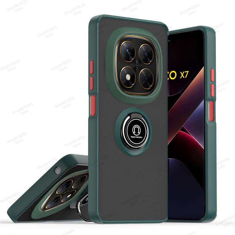Magnetic Ring Holder Phone Case For POCO X7 M6 F6 X6 Pro X4 F4 GT X3 NFC Matte Armor Cover For POCO F5 X5 X4 M4 M3 X3 Pro F3