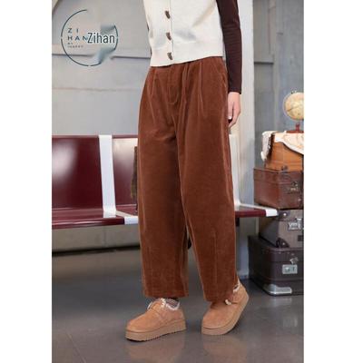 ZIHAN Damen Winter 2024 Cord-Hose mit weitem Bein