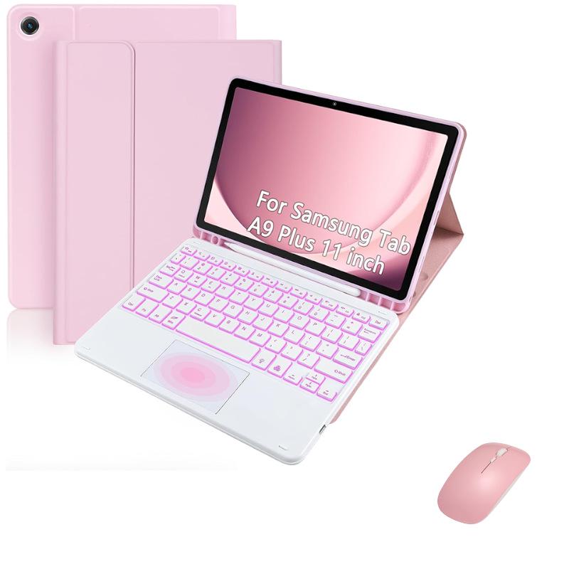 Samsung Tablet A9 Plus 11-Inch Leather Protective Case with Seven-Color Backlit Touchpad Bluetooth Keyboard and Pen Slot