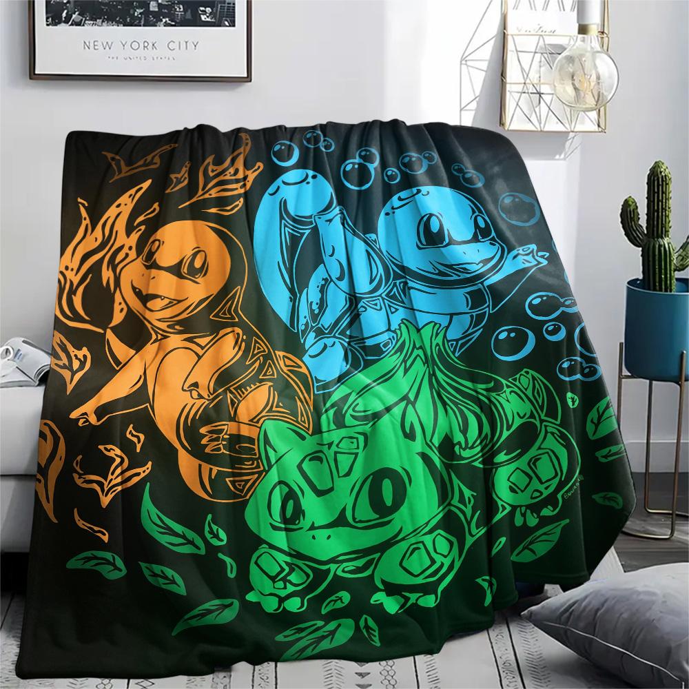 Pokémon Characters Flannel Blanket, Soft Warm Throw for Home Decor, Ideal Gift for Fans, Cozy Bedding for Sofa Bed Living Room