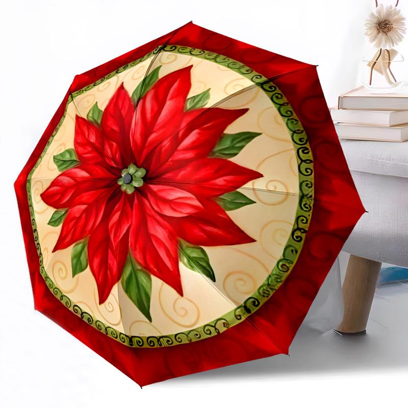 Stained Glass Reindeer Art Compact Travel Automatic Umbrella with 8-Rib Lightweight Travel Essential Fashion Lovers