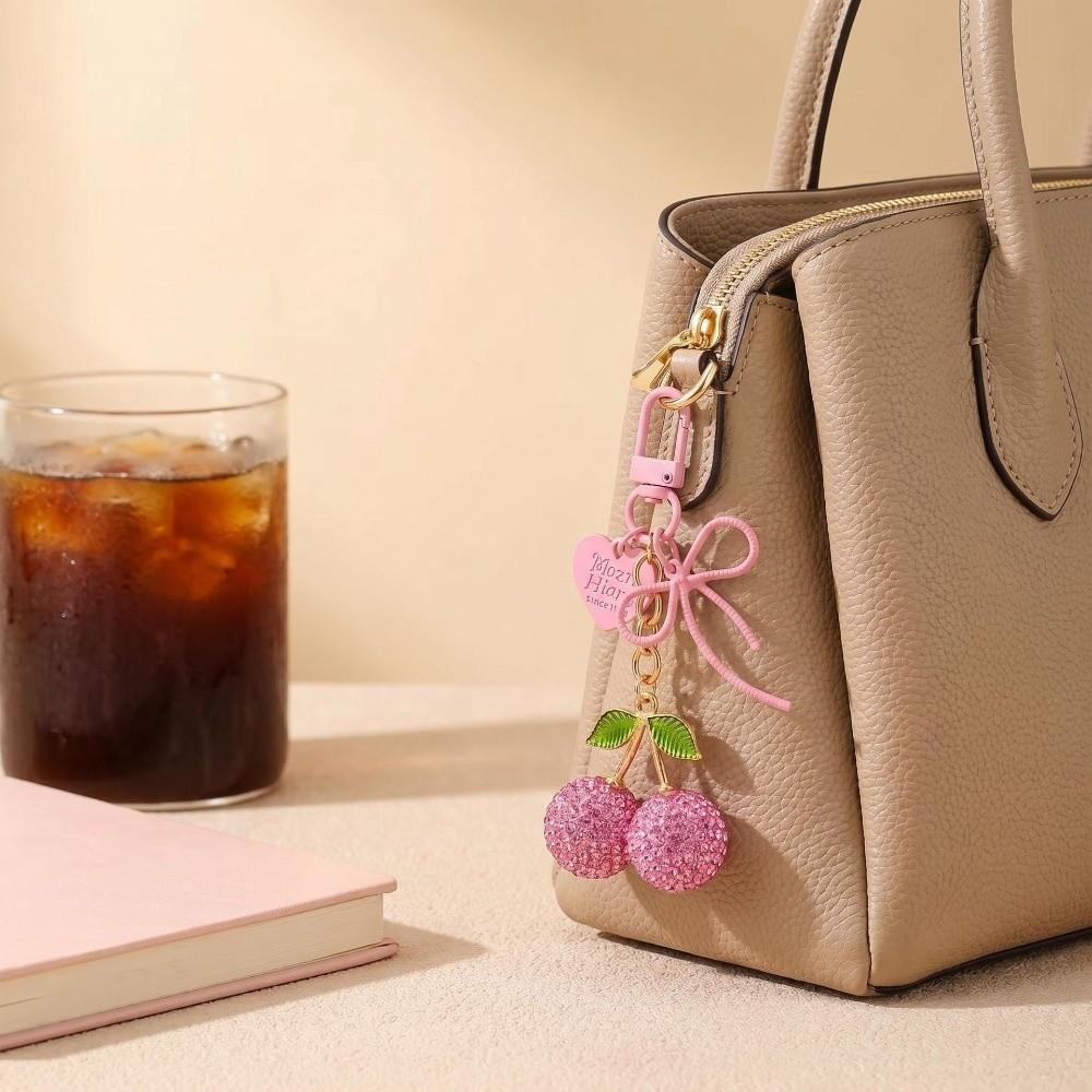 Sparkly Fruit Cherry Keychain Heart Butterfly Bow Car Key Ring Bag Accessory  Purse Decoration
