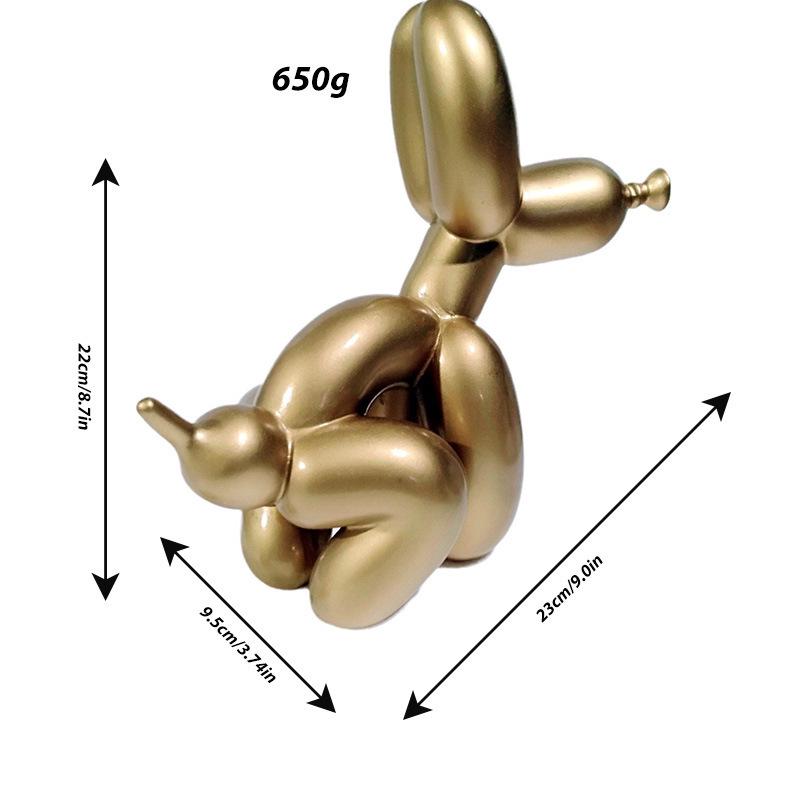 Shiny Balloon Dog Poop Art Statue: Cute Animal Sculpture for Home Decor