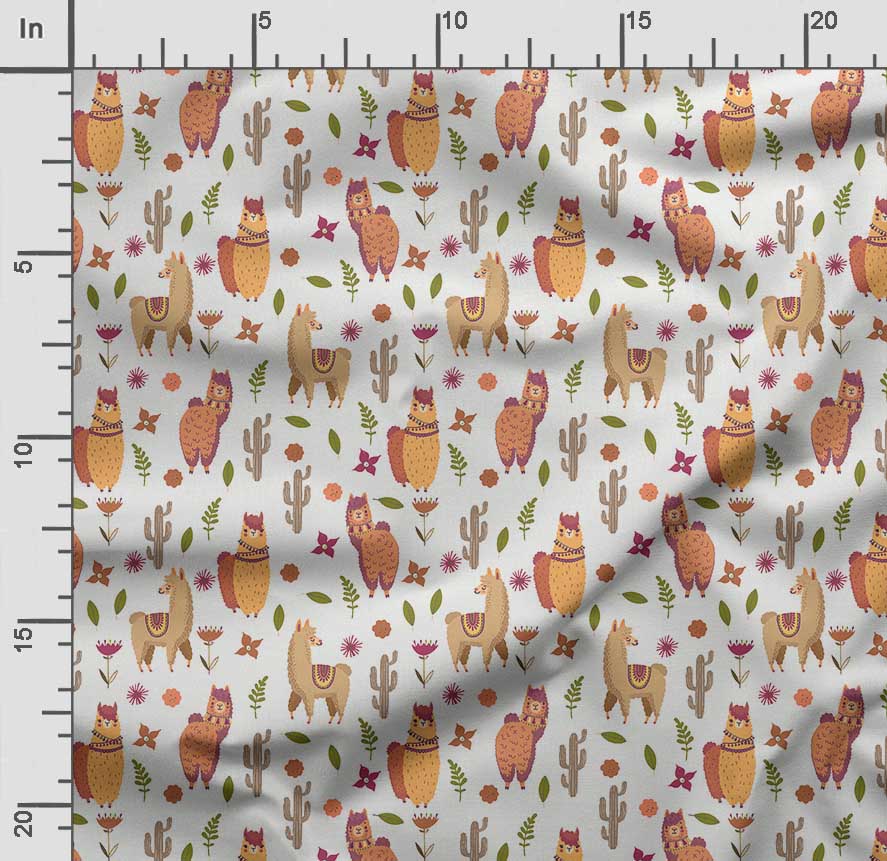 Soimoi Llama Alpaca Print,  Cotton Cambric, Quilting Fabric Sold by The Yard 42 Inch Wide, Medium Weight Cotton Fabric, Sewing  Supplies,