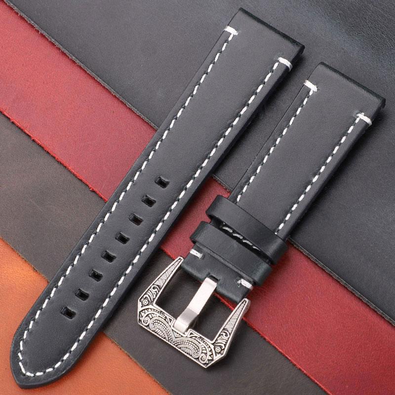 Ремешок для часов из коровьей кожи с пряжкой в стиле ретро из нержавеющей стали — фото 7