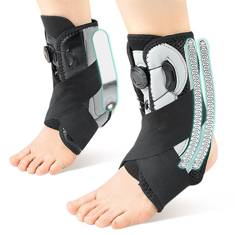 Adjustable Anti-Twist Ankle Support with Heel Protector and Spring Compression