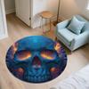 Flaming Skull,Round Area Rug,Carpet Rug for Living Room Bedroom Sofa Playroom Decor,Non-slip Floor Mat