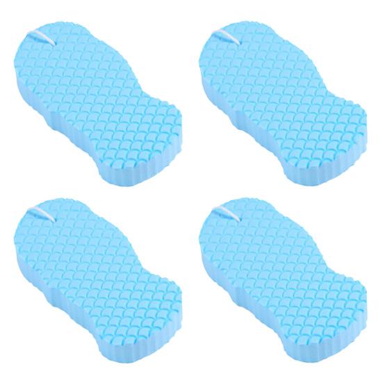 4Pcs 3D Ultra Soft Exfoliating Body Scrubber Fish Scale Pattern Bath Sponge with Lanyard Design Shower Sponge