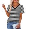Women's Fashionable Casual Short Sleeve Print V-Neck Pullover Top