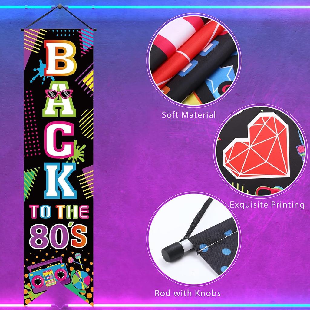 3 Pieces 80's Party Decorations Back To The 1980 Banners I Love 80s Porch Signs Hanging Backdrops for Home Bar Retro Theme Hip Hop Rock Disco