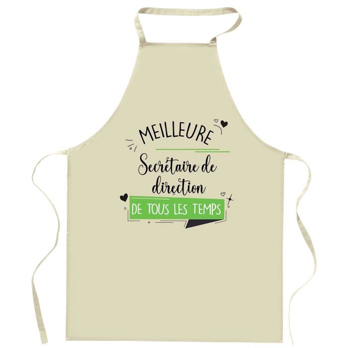 Tablier de cuisine - Secrétaire Meilleure de tous les temps - Impression bretonne - Coton résistant - Liens ajustables