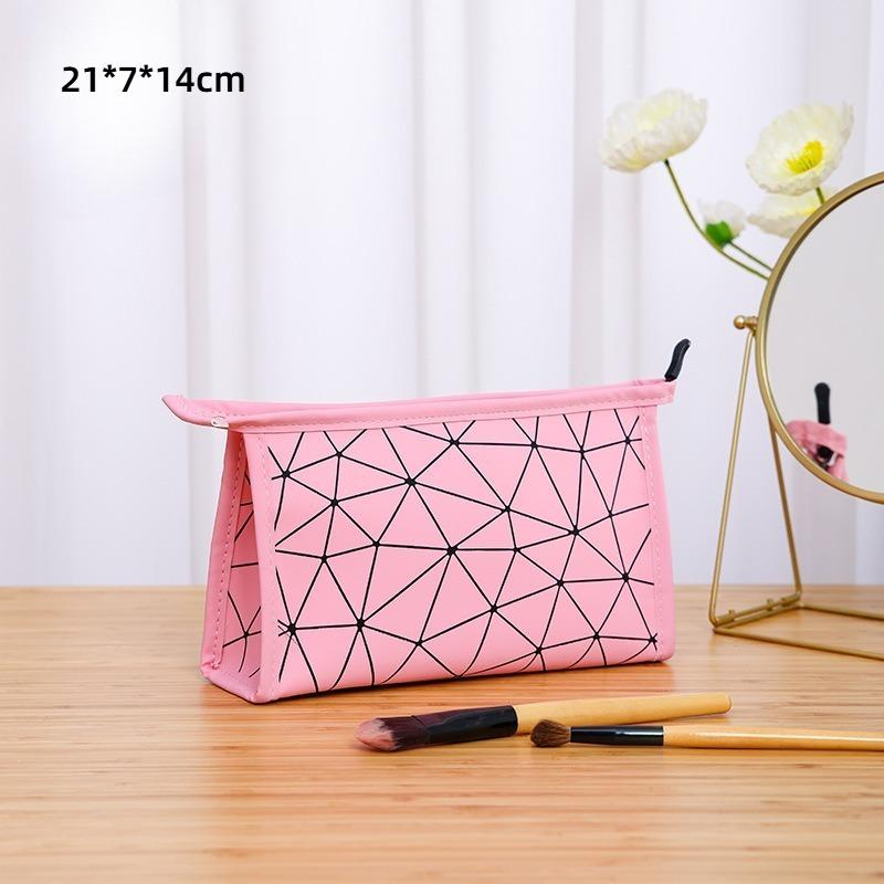 Women Simple and Portable Cosmetic Storage Bag Handbag Style Travel Storage Bag PU Fashion Toiletry Small Bags Wash Makeup Bags
