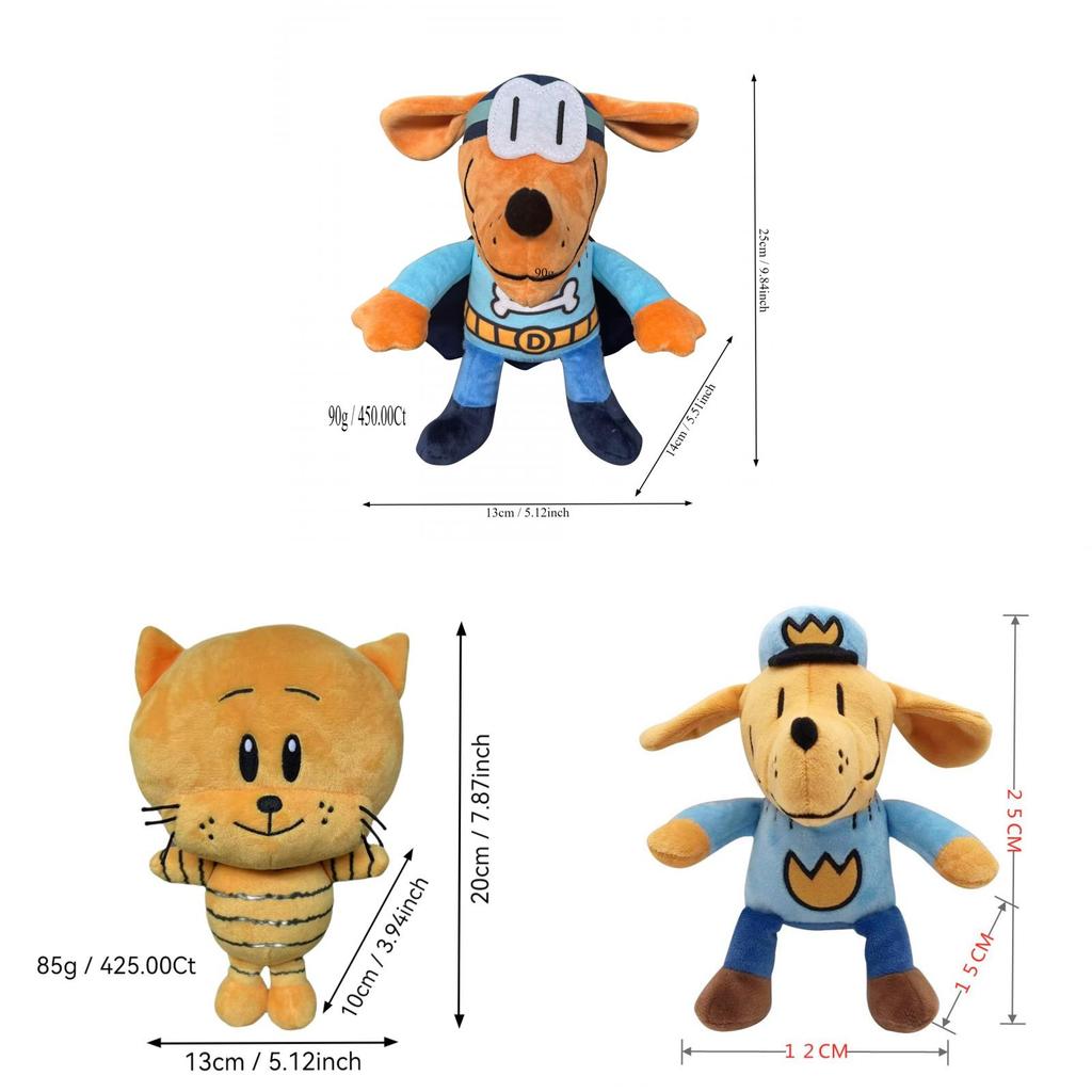 Dog Man Plush Toy Cartoon Character Soft Stuffed Animal For Kids Playtime