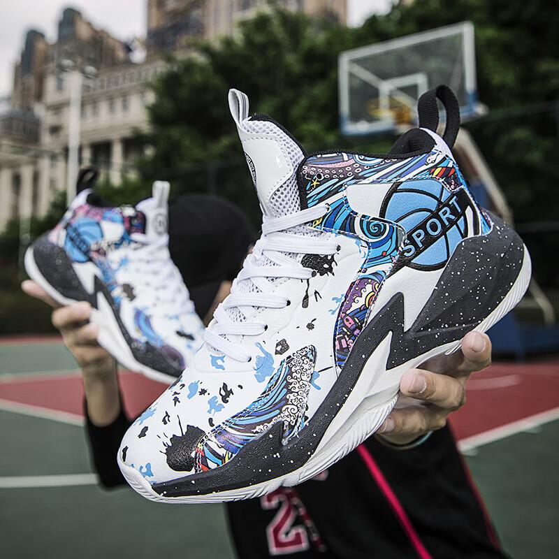 Guochao Men's Shoes 2025 Summer Actual Combat Friction Sound High-top Basketball Sports Shoes Breathable Shock Absorption Children's Running Shoes