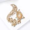 Rhinestone Ladies Fox Brooch for Women Clothing Coat Crystal Animal Pins Party Jewelry Accessories