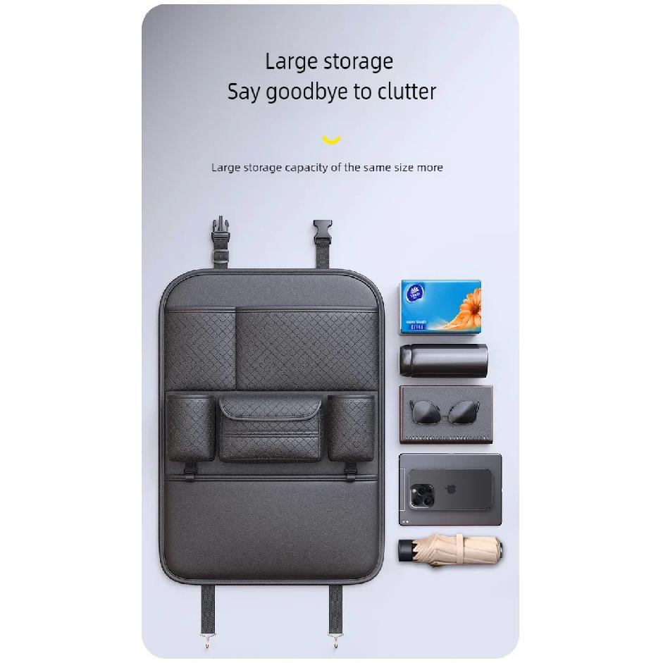 Multi-functional Car Seat Back Organizer High-Capacity Multi-Pocket Backseat Storage Bag Wear-Resistant Anti Kick Mat