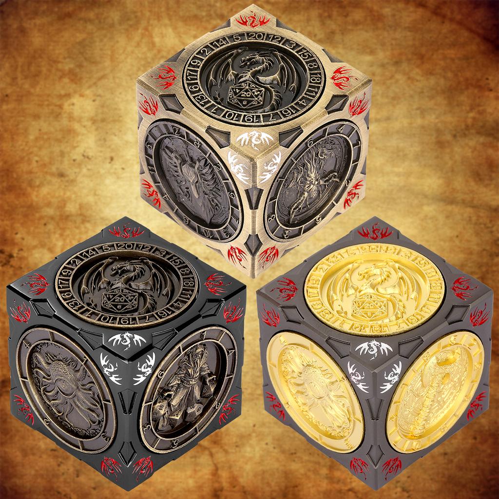 Retro Geprägtes Muster Metall Würfel Würfel Sechsseitig Rollenspiel Würfel Party Geschenk für Tischspiel Liebhaber