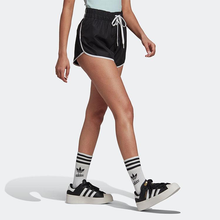 Adidas Originals Trefoil Contrast Trim Logo Drawstring Shorts Women Shorts Black HK5087