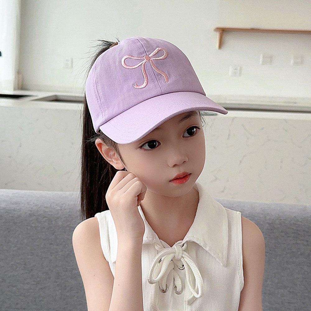 High Ponytail Children Summer Caps Kids Girls Sunscreen Baseball Cap Empty Tail Children Sun Visor Hats Fashion Bowknot Designs