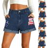 Women's Casual Denim Shorts with Pockets High Waist Rolled Hem Distressed Design Comfortable Fit Summer Wear