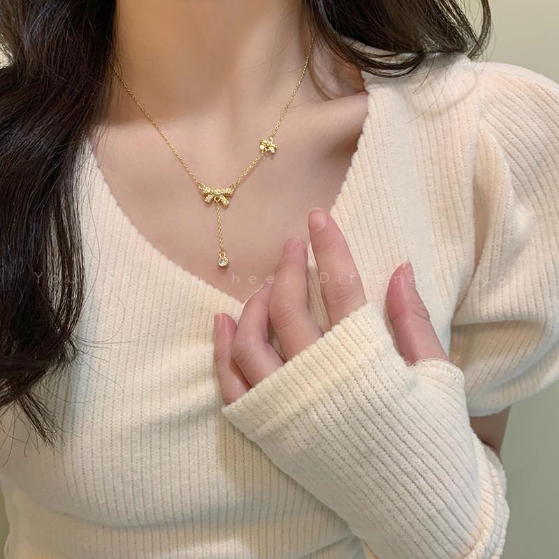 Elegant Water Drop Tassel Necklace - High-End Design for Women, Perfect Gift for Girlfriend or Student