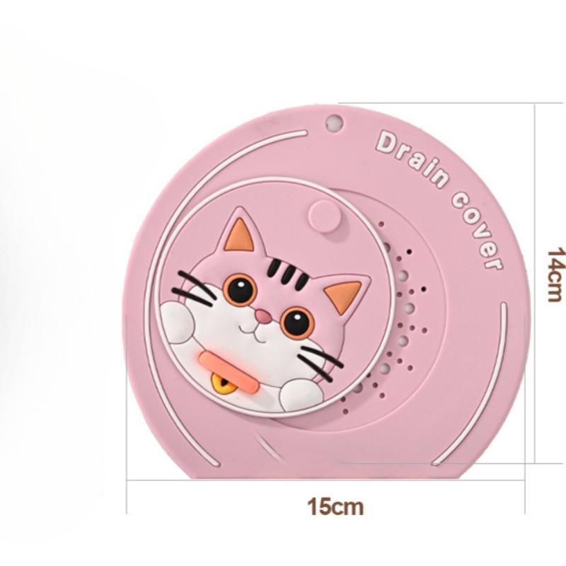 Rotating Cat Silicone Drain Cover For Bathroom And Kitchen Sink Odor Proof Floor Drain Stopper With Hanging Hole
