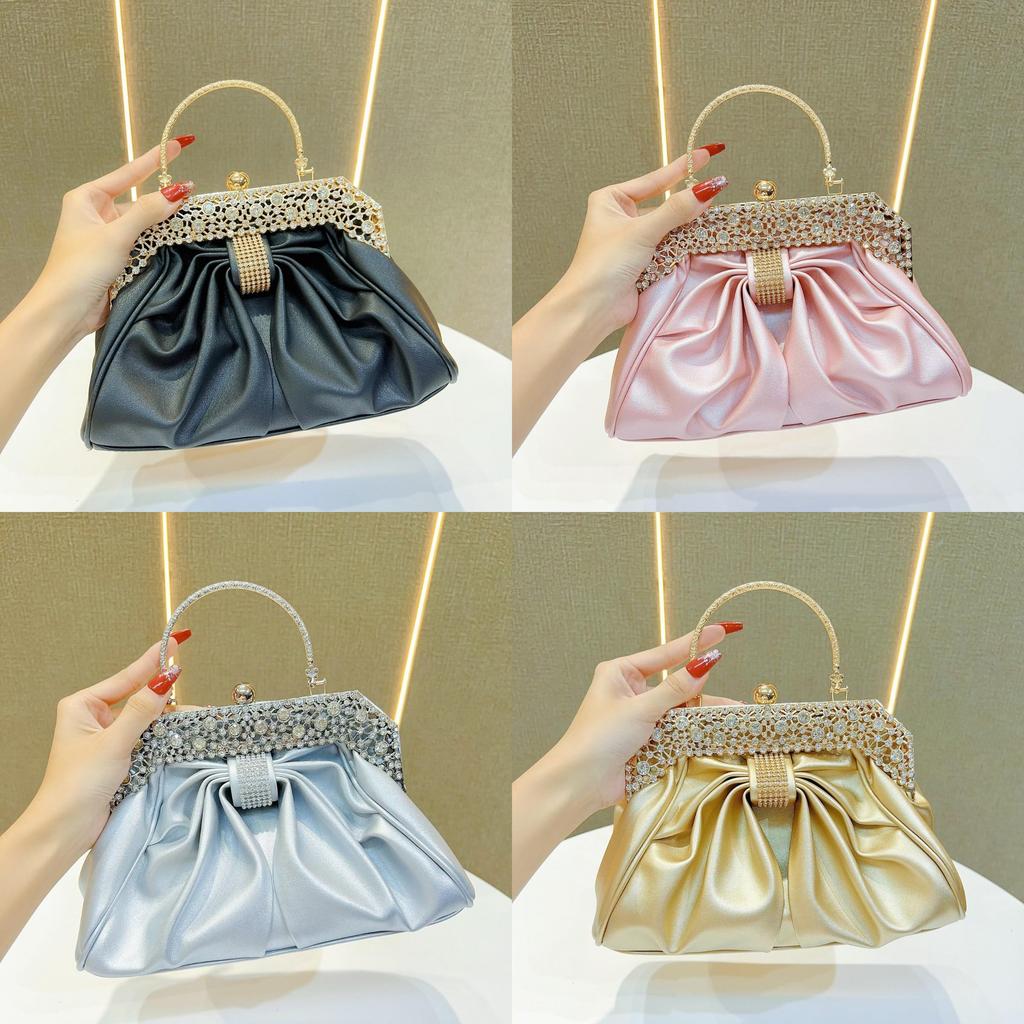 Womens Clutch Evening Bag With Rhinestone Embellishments For Party And Cocktail Events