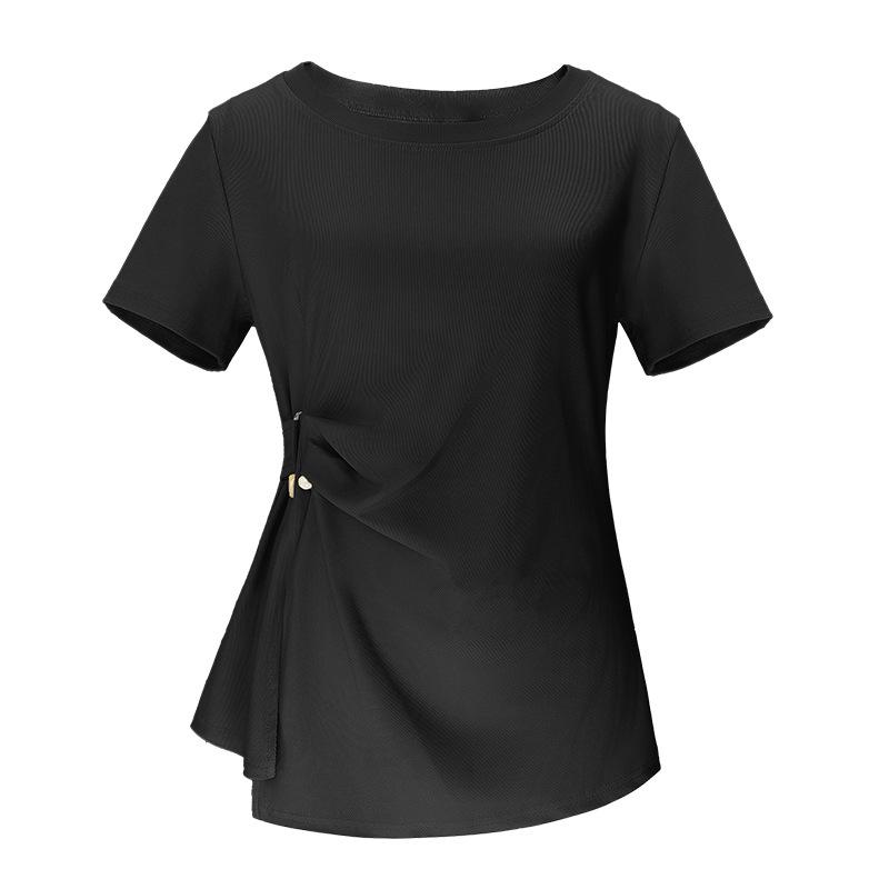 Round-neck Short-sleeved Plus-size Women's Summer New Pure and Sensual Top