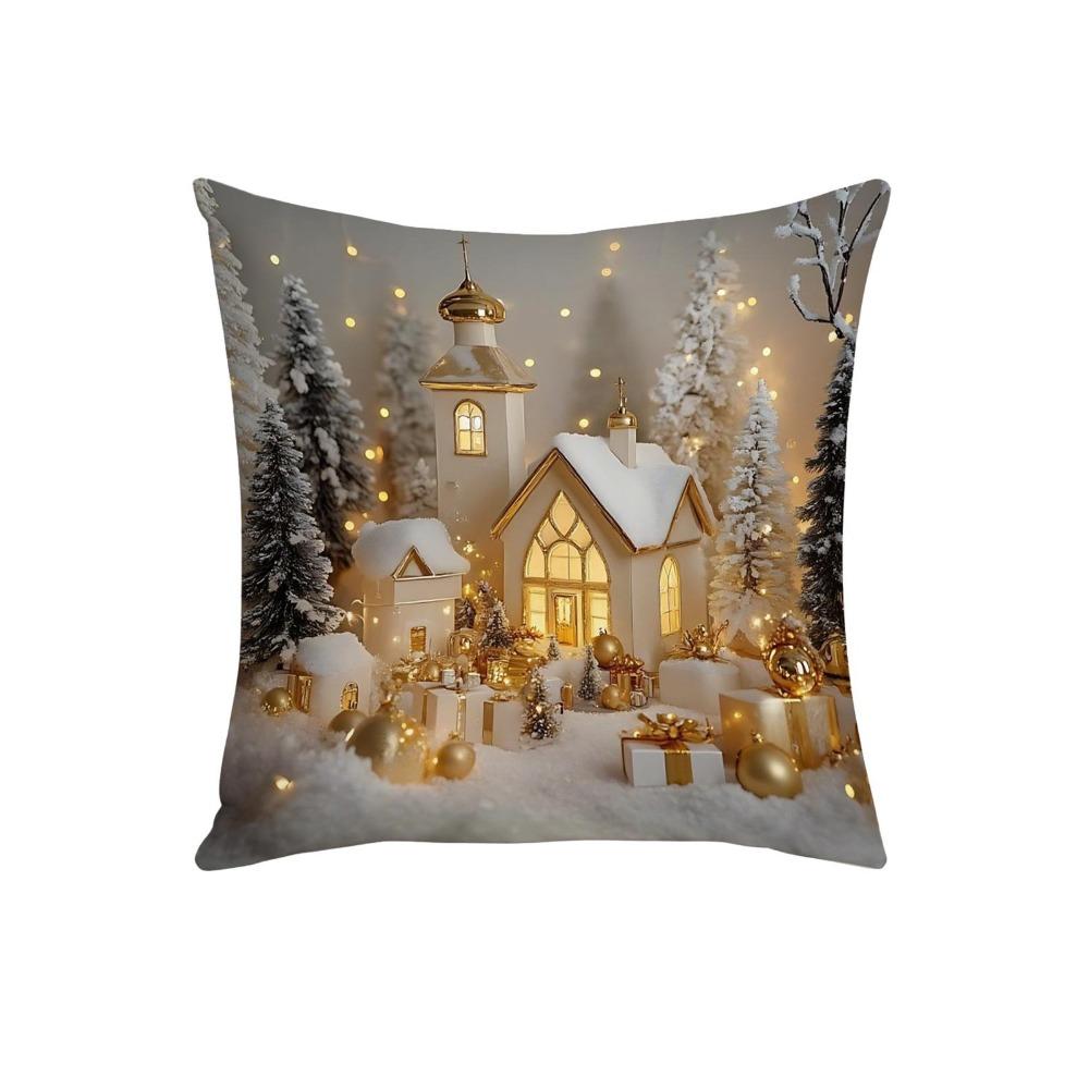 

Reindeer Decorative Cushion Cover Santa Claus Pillow Case Christmas Day Pillowcase Sofa Decoration Style D