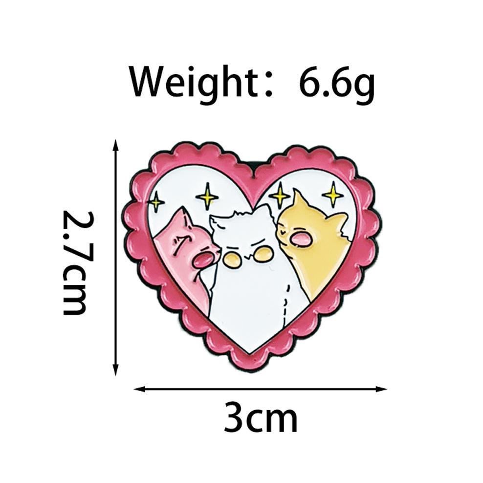 Cartoon Love Series Cute Cat Brooch - Pink Heart Couple Backpack Decoration Badge