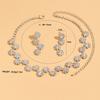 Wedding Bridal Party Ladies Flower Diamond Silver Necklace Earrings Bracelet