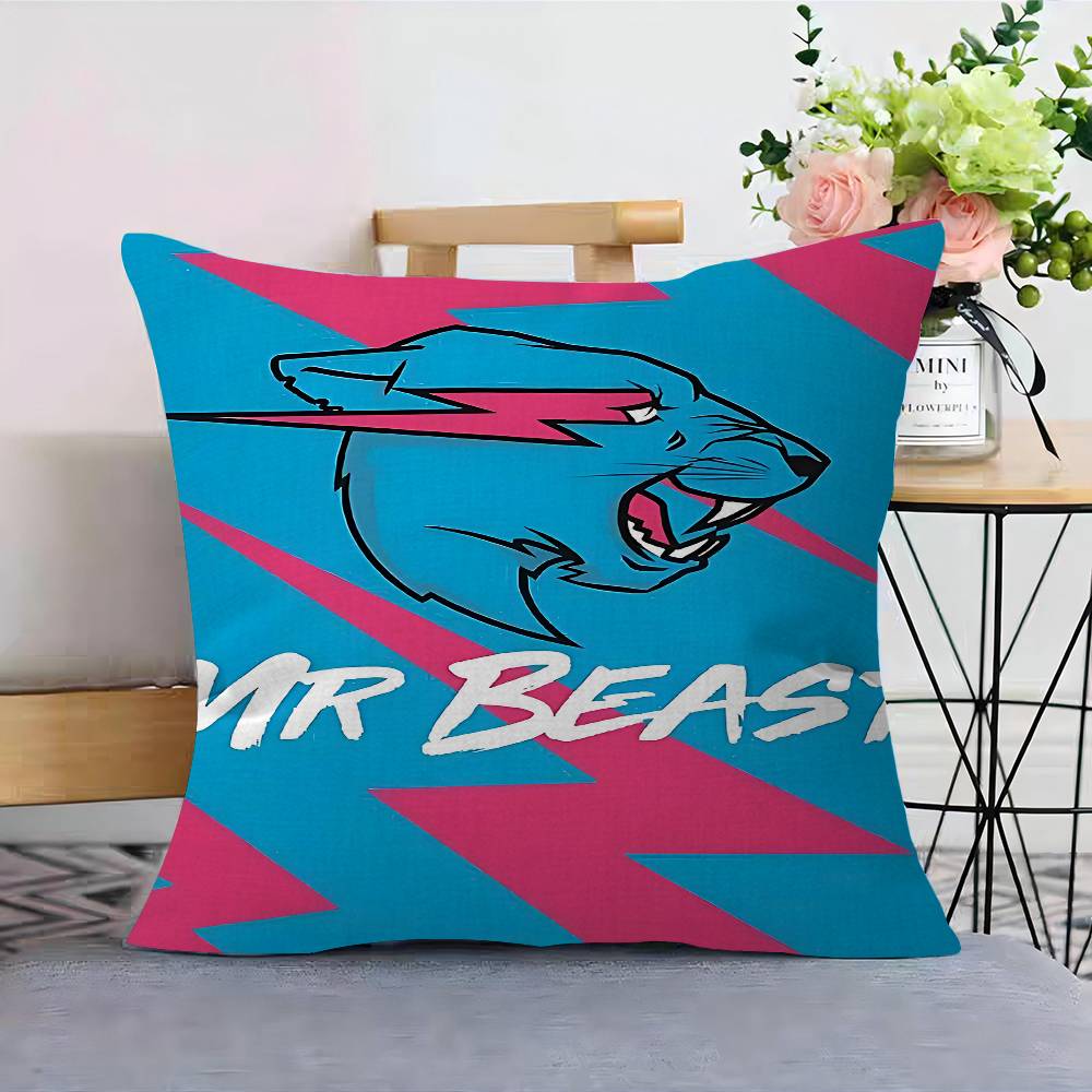 Blogger di Giochi M-MrBeast Federe per Cuscini Cartoni Animati Divano Decorativo Casa Stampa Double-sided Corto Peluche Carino Federa per Cuscino