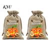 Lightweight Candy Carriers 2Pcs Halloween Pumpkin Drawstring Bags for Treats, Retro Burlap Pattern Party Favors Trick or Treat Bags, Portable
