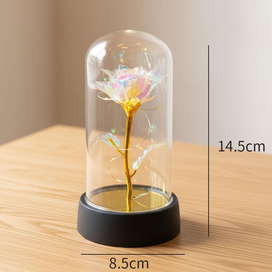 Valentine's Day Gift Rose Immortal Flower Glass Cover Night Light Qixi Festival Mother's Day Christmas Creative Ornament