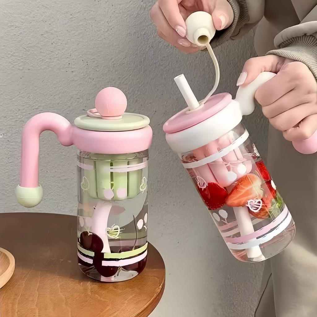 Water cup glass girls high value portable high temperature resistant new tea separation straw cup summer cup