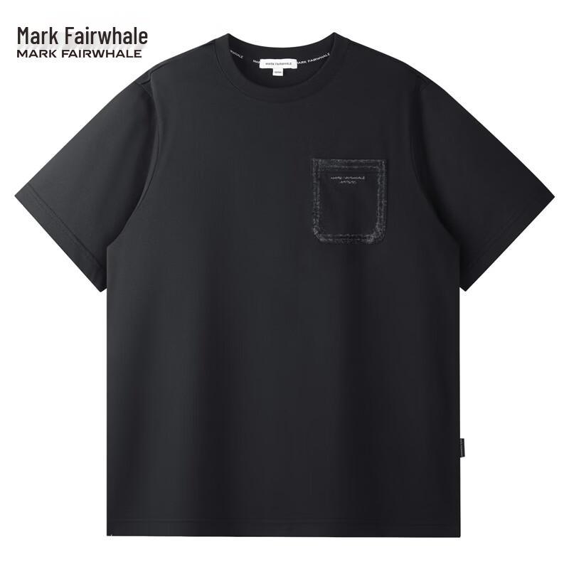 MARK FAIRWHALE Men's Pocket Design Embroidered Crew Neck T-Shirt