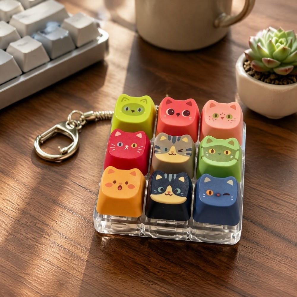 Süße Katze Tastatur Fidget Schlüsselanhänger Fingerknopf Tastenkappe Mechanische Tastenkappe Schlüsselring Anhänger