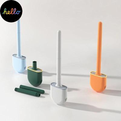 Atmungsaktive Toilettenbürste, wasserauslaufsicher, mit Silikon-WC-Flachkopf, flexible Bürste mit weichen Borsten und schnell trocknendem Halter