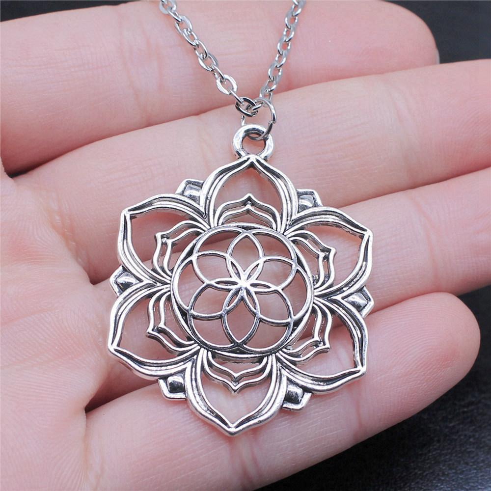 Tree of Life Floral Mandala Pendant Antique Bronze Metal Bridesmaid Choker Necklace Trendy Gift
