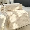 Decorative Textured Throw 3D Waffle Checkered Blanket Solid Color Milk Fleece Plush Lightweight Warm Soft Cozy Cover for Couch Bed Office Naps